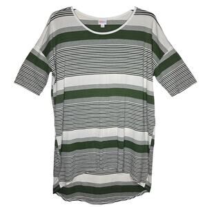 LuLaRoe Irma Green Black Scallop Textured Tee Shirt Tunic NEW Large